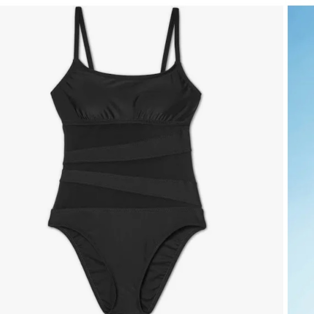 Xs Long Torso shade & Shore mesh black one piece swimsuit medium coverage new